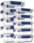 Glass Food Storage Containers with Lids Airtight (Blue)
