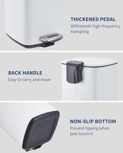 8 Gallon Stainless Steel Kitchen Trash Can (White)