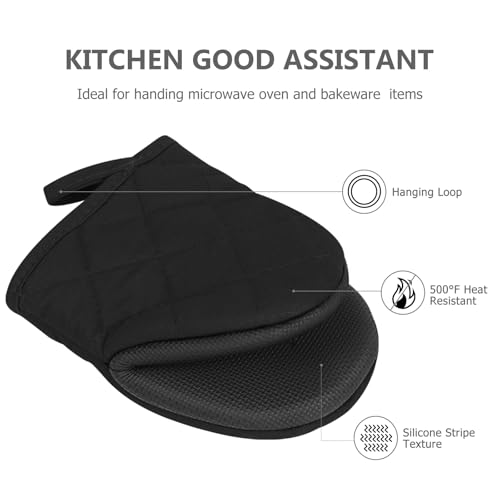 Oven Mitts and Pot Holders Set (Black / 4 Pieces Set)