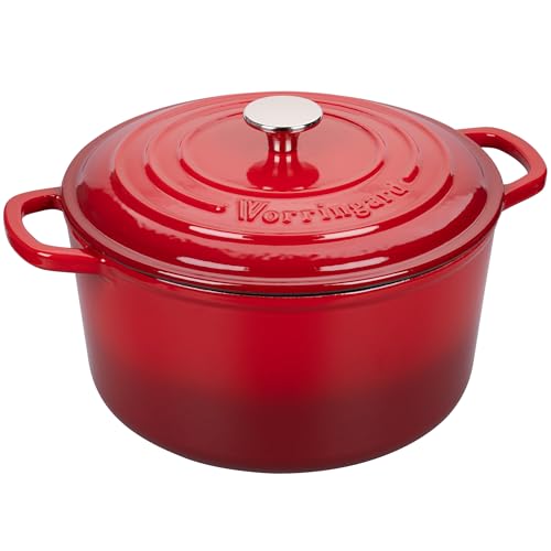 Enameled Cast Iron Dutch Oven Pot with Lid (6 QT / Red)