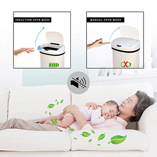 Kitchen Trash Can for Bathroom Bedroom Home Office Automatic Touch Free High (13 Gallon / White)