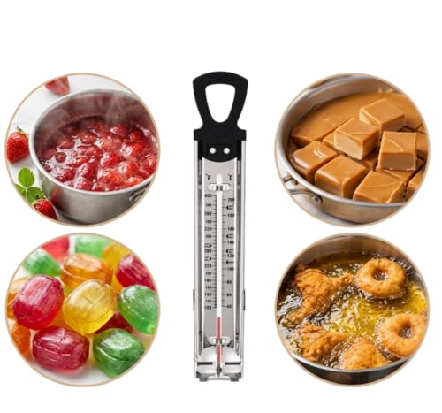 Stainless Steel Candy & Deep Fry Thermometer with Pot Clip & Handle (Sugar Thermometer-11.8 Inch)