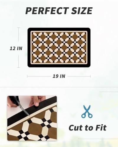 Coffee Mat Hide Stain Rubber Backed Absorbent Dish Drying Mat for Kitchen Counter (CAMEL / 12"x19")