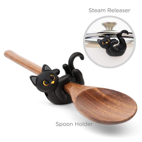 Itera Black Silicone Cat Spoon Rest Kitchen Gadget Utensil Holder (Black)