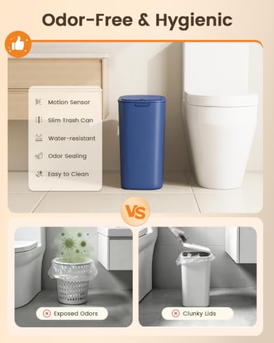 5 Gallon Automatic Bathroom Trash Can with Lid (Blue)