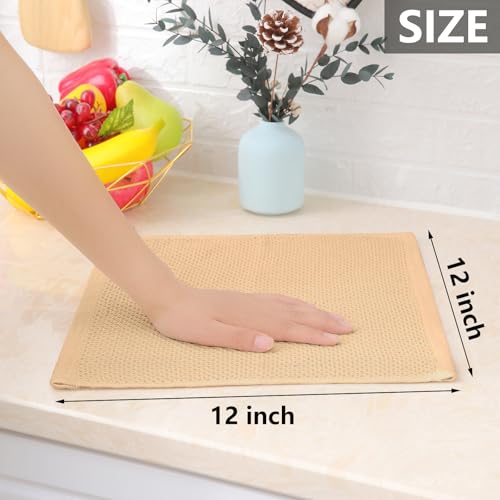 100% Cotton Waffle Weave Kitchen Dish Cloths 8 (Apricot / 12 X 12 - 8 Pack)