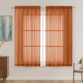 Orange Sheer Curtains 63 Inches Long 2 Panels Set (Orange / 59"W x 63"L (Pack of 2))