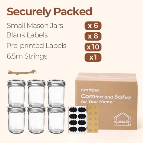 8 oz Mason Jars (8 fl oz x 6 - Regular Mouth)