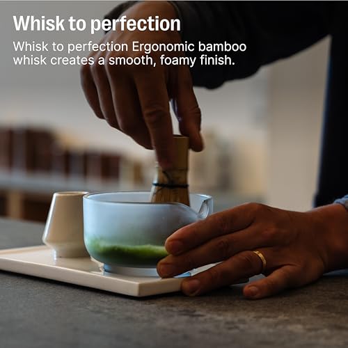 Matcha Set, 6-Piece Ceramic Matcha Bowl Kit with Display Tray (Hazy Blue)
