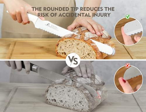 Upgrade Bread Knife for Homemade Bread (White)