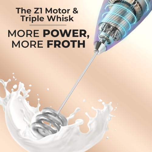 Powerful Milk Frother Wand With Duracell Batteries (Nebula / Triple Whisk + Batteries)