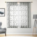 Grey Gray Sheer Kitchen Curtains 52 x 54 Inch Length 2 Panels Embroidered Leaf Pattern Short Curtains for Bedroom Half Small Window Rod Pocket Tiers (52"W x 54"L (Pack of 2) / 3-grey)
