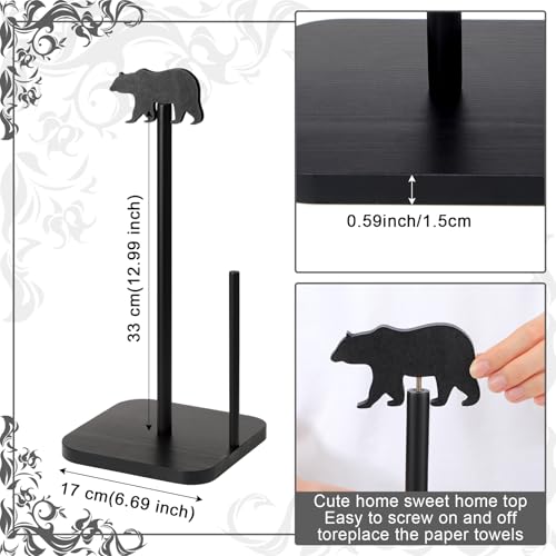 Paper Towel Holder Wooden Standing Countertop (Black Bear)