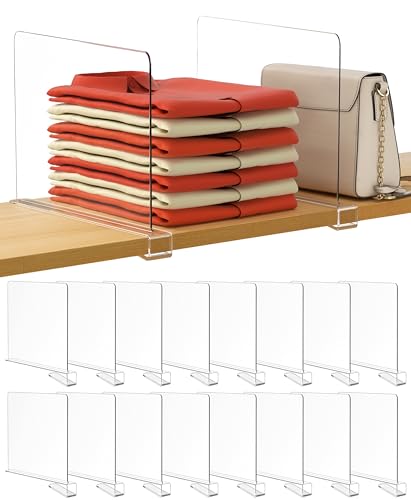 12 Inches Tall [Extra Tall Version] Clear Shelf Dividers (Clear (12 Inches Tall, Higher Style) / 16 PCS)