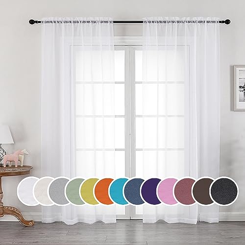 Sheer White Curtains (White / 42"W x 63"L (Pack of 2))