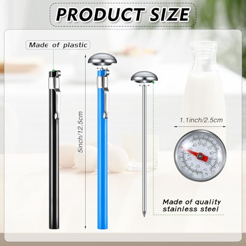 6 Pcs Stainless Steel Kitchen Dial Thermometer 5" (Multicolor)