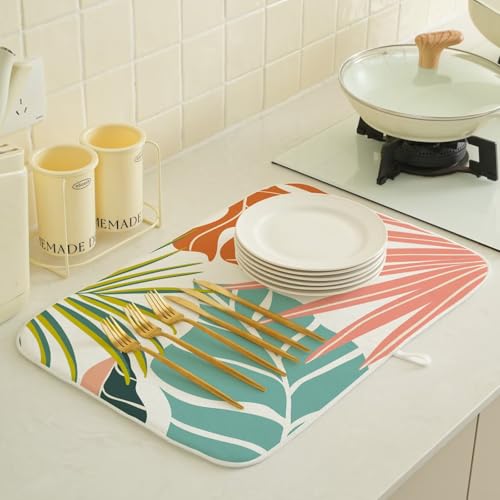 Summer Palm Leaf Dish Drying Mat 18 x 24 inch (18x24 Inch / Palm Leaf)