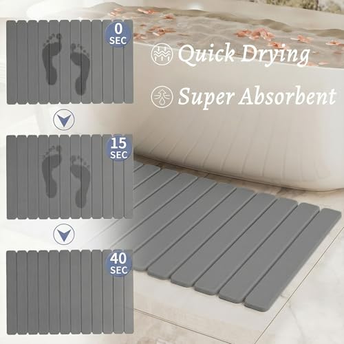 Large Stone Bath Mat 31.5 x 19.7in (Dark Gray / 31.5" x 19.7" (Rectangular))