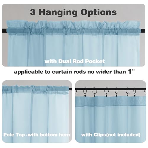 Sky Blue Sheer Valances for Windows (Sky Blue / 42"W x 16"L (Pack of 2))