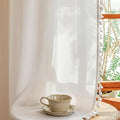 White 63 inch Length Semi Sheer Curtain for Short Window Light Filtering Privacy Protect Drapes Set (Z-pure White / 50"W x 63"L (Pack of 2))
