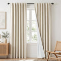 Cream Linen Blackout Curtains 102 inches Long for Sliding Door (Cream / 52"W x 102"L (Pack of 2))