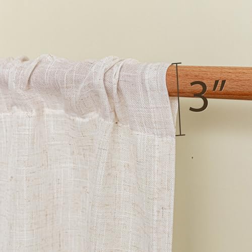 Semi Sheer Natural Linen Curtains 36 Inch Length 2 Panels (34"W x 36"L (Pack of 2) / Natural Linen)