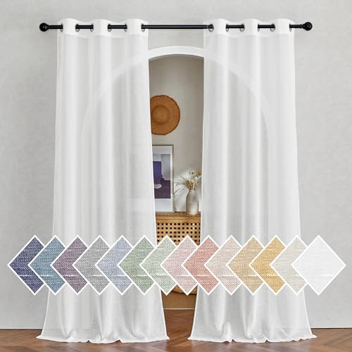 Linen White Doorway Curtains 80 inch Length (36"W x 80"L (Pack of 2) / White)