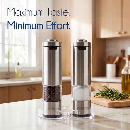 Electric Salt and Pepper Grinder Set (Stainless Steel)