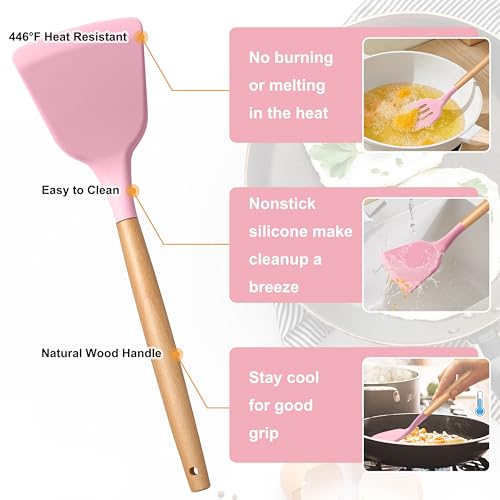 Silicone Cooking Utensils Set (10 / Pink)