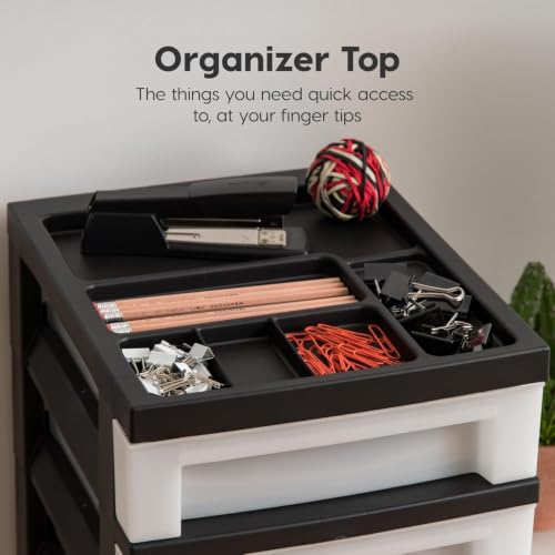10 Drawer Rolling Storage Cart (Black / 10 Drawer with Wheels)