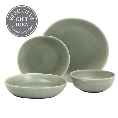 Zion Mist 16 Piece Stoneware Reactive Glaze (Green (Zion Mist) / Service for 4 (16pcs))