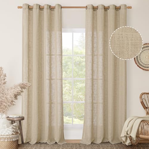 Brown Linen Curtains 90 inch Length for Bedroom 2 Panels Set (52"W x 90"L (Pack of 2) / Brown)