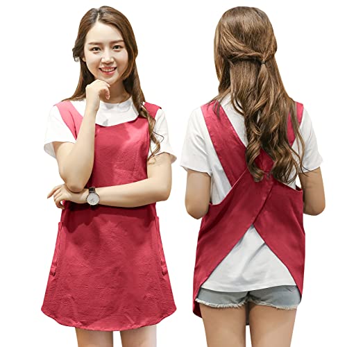 Shortened Design Apron (1# Style-rounded Edge / Red)