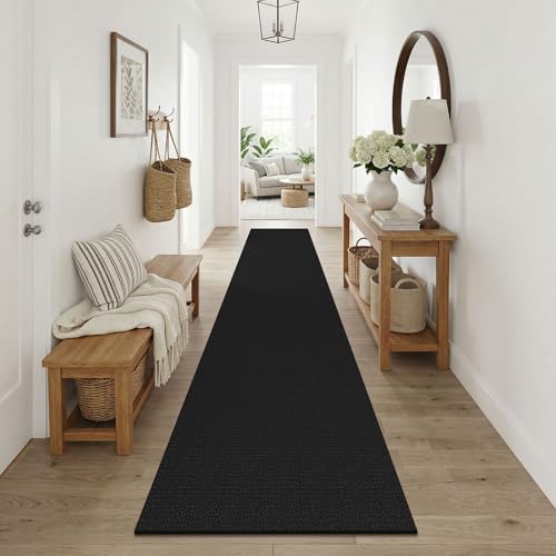Black Runners Rugs for Hallway 2.5'x10' (Black/Dark Grey / 2'8" x 10' (Runner))