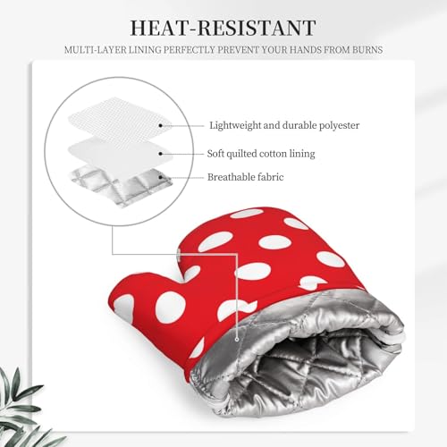 Red and White Polka Dot Oven Mitts and Pot Holders Sets of 4 (Red and White Polka Dot)