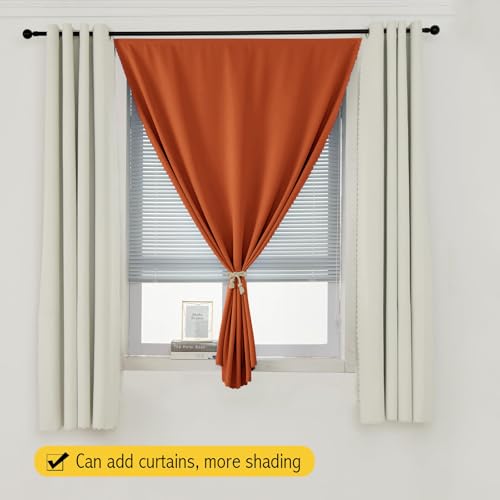 Self Adhesive Curtains Portable Blackout Curtain Simple and Easy to Install Bedroom Window Thermal Lnsulated Kitchen Room Darkening Black Small Drapes (59"W x 96"L (Pack of 1) / Orange)