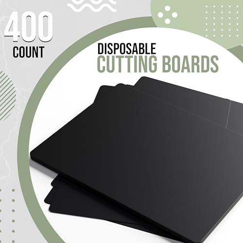 Disposable Cutting Boards for Kitchen 400 Count Black Cutting Board 10 Inch X 13.5 Inch Flexible Cutting Boards For Kitchen ~ Patent Pending ~ Recyclable Disposable Cutting Board Sheets (Black / Medium 400 Count)