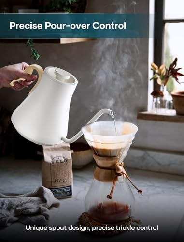 Gooseneck Electric Kettle with ±1℉ Temperature Control (Cream)