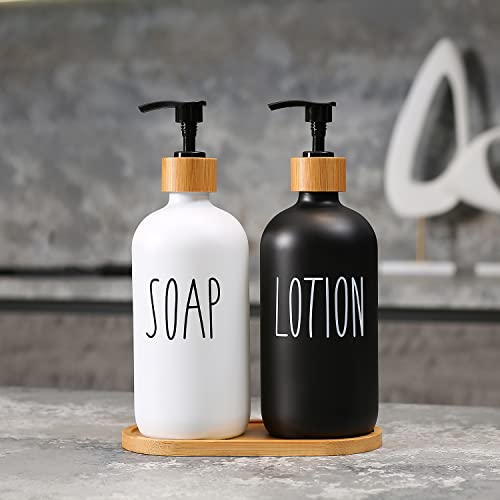Soap Dispenser Bathroom Set (Sl Black White & Tray)