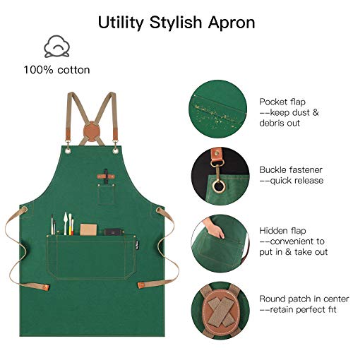 Chef Apron with Pockets (Green)