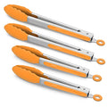 4 Pack Orange Silicone Kitchen Tongs Set (Orange)