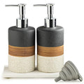 Ceramic Dish Soap Dispensers Set of 2 for Kitchen and Bathroom (Black and White / 2xSoap Dispenser Set with Tray)