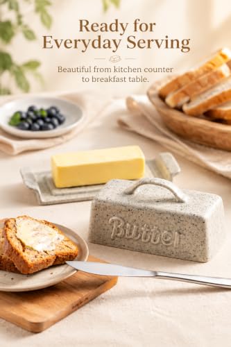 Butter Dish with Lid (Speckled White)