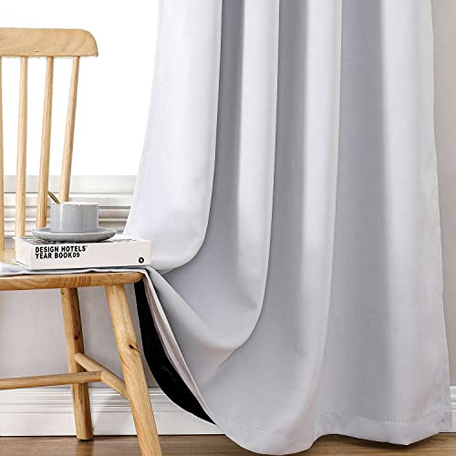 100% Blackout Curtains for Bedroom 102 Inches Long 2 Panels Set (52"W x 102"L (Pack of 2) / Greyish White)