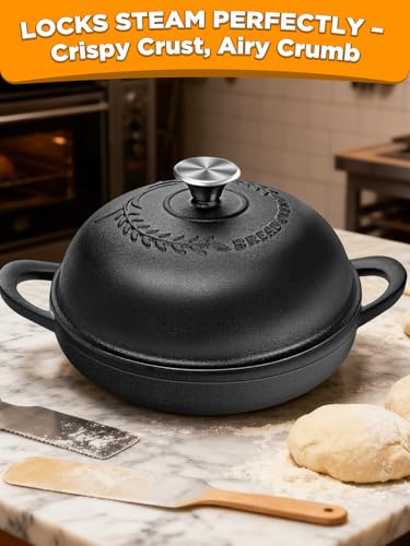 Dutch Oven Bread Baking Pot with Lid 6QT Enameled Cast Iron Oven (Matte Black)