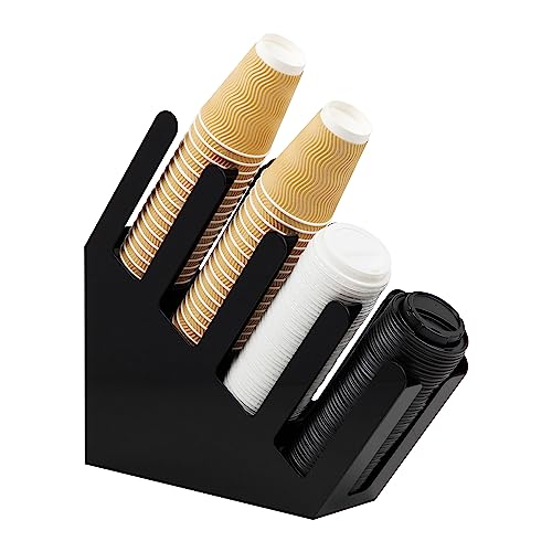 Cup and Lid Dispenser (Black Acrylic / 4 Compartment)