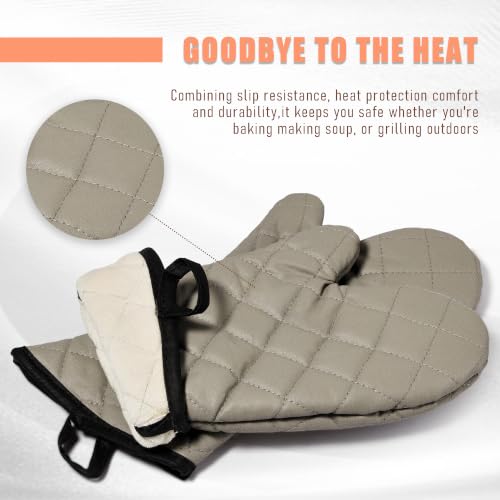 15" Terry Oven Mitts 1 Pair Flame Resistant Heat Resistant (Gray / 15 inch)