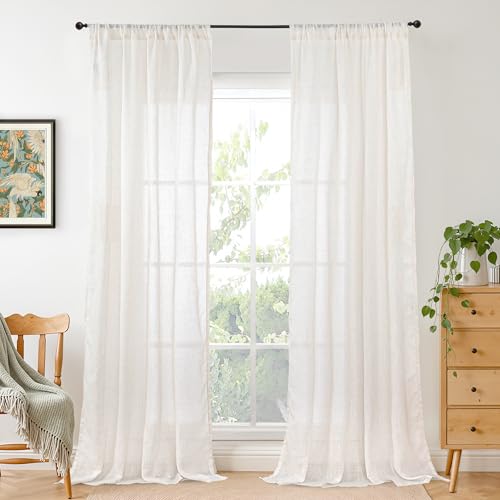 42X84 Inches Long Linen Curtains for Living Room 2 Panels Set (Linen / 42"W x 84"L (Pack of 2))