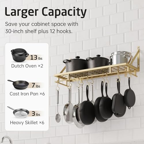 30 Inch Gold Pot Rack (Gold / 30 inch)