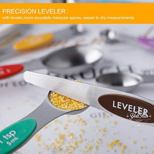 Magnetic Measuring Spoons Set Stainless Steel Dual Sided Measuring Spoons (Color)